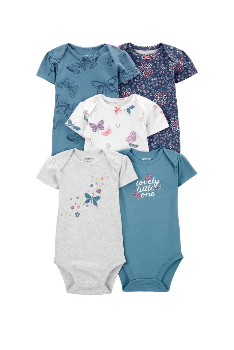 Carters Layette Kız Bebek 5Li Kısa Kol Body 1Q124910 Karışık Renkli