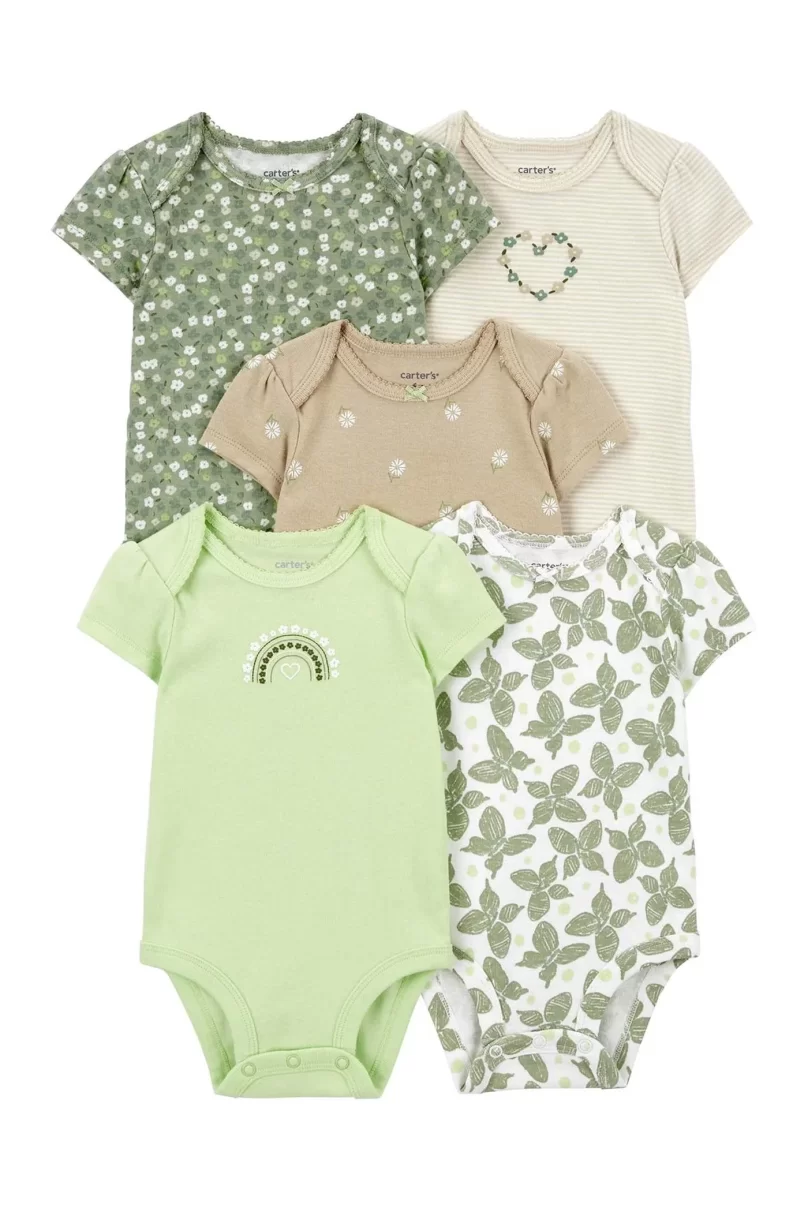 Carters Layette Kız Bebek 5Li Kısa Kol Body 1Q934410 Karışık Renkli