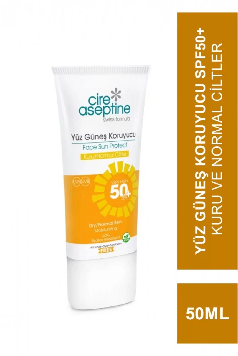 Cire Aseptine Sun Yüz Güneş Koruyucu Krem Kuru ve Normal Ciltler 50 SPF 50ml