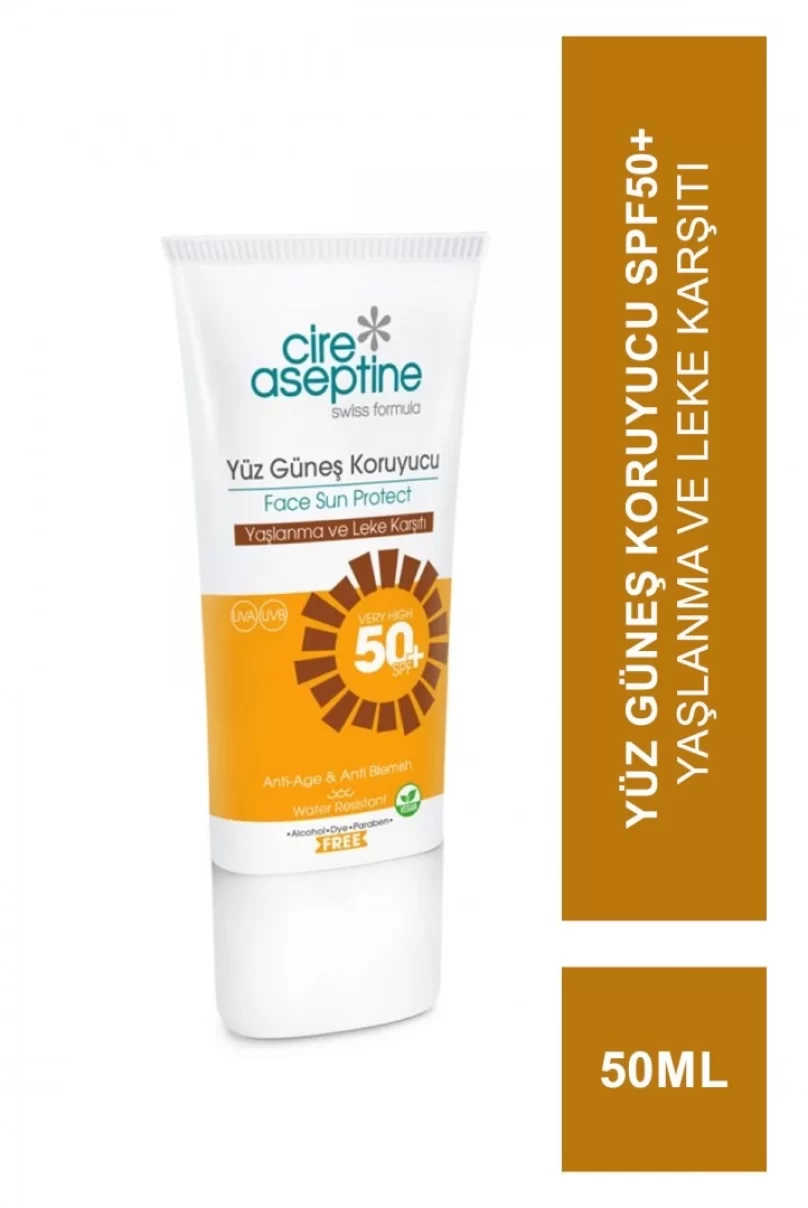 Cire Aseptine Sun Yüz Güneş Koruyucu Yaşlanma ve Leke Karşıtı Krem 50 SPF 50ml