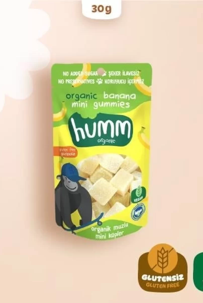 Humm Organik Muzlu Glutensiz Vegan Mini Küpler 30 Gr