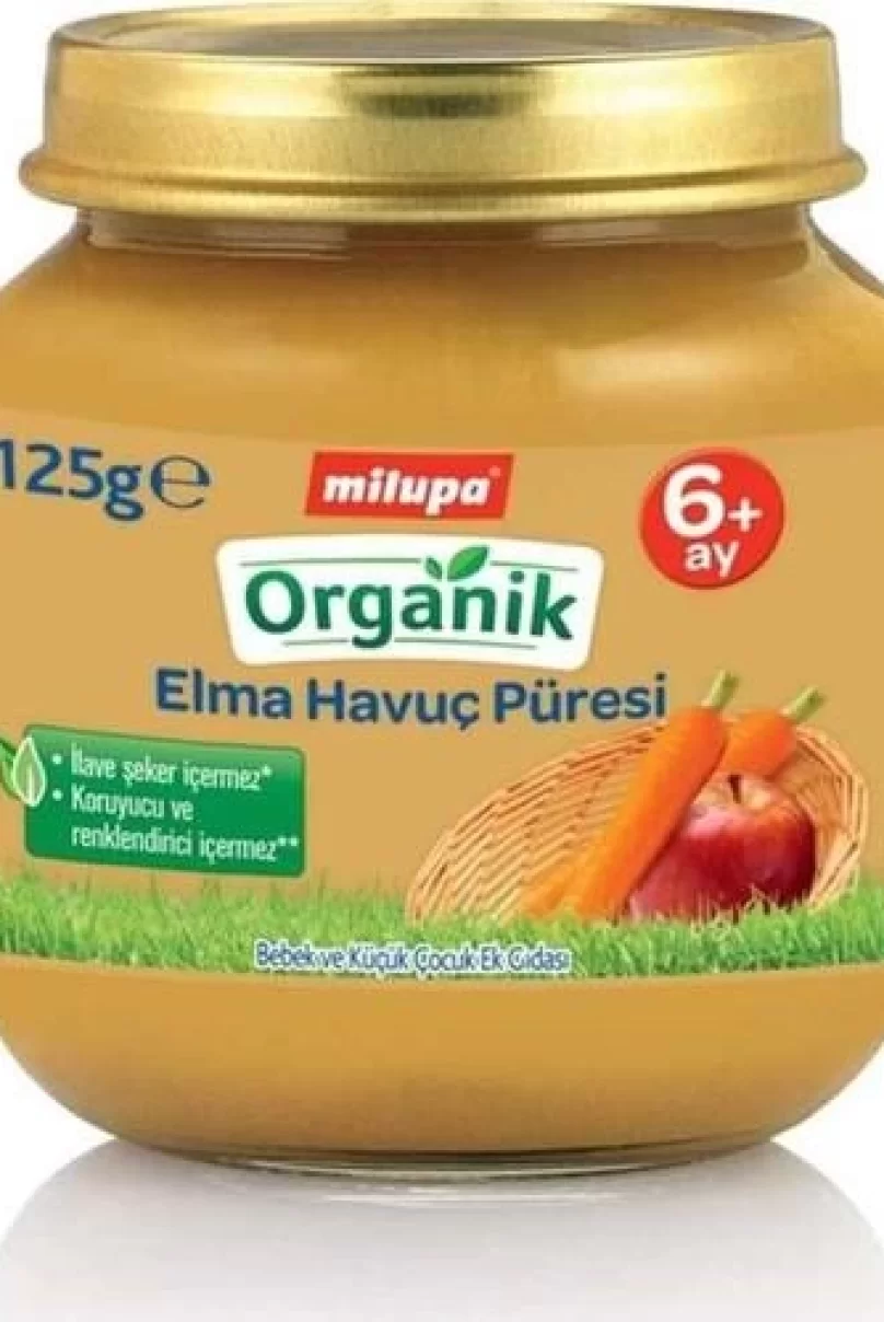 Milupa Organik Elma Havuç Püreli Kavanoz Maması 125 Gr