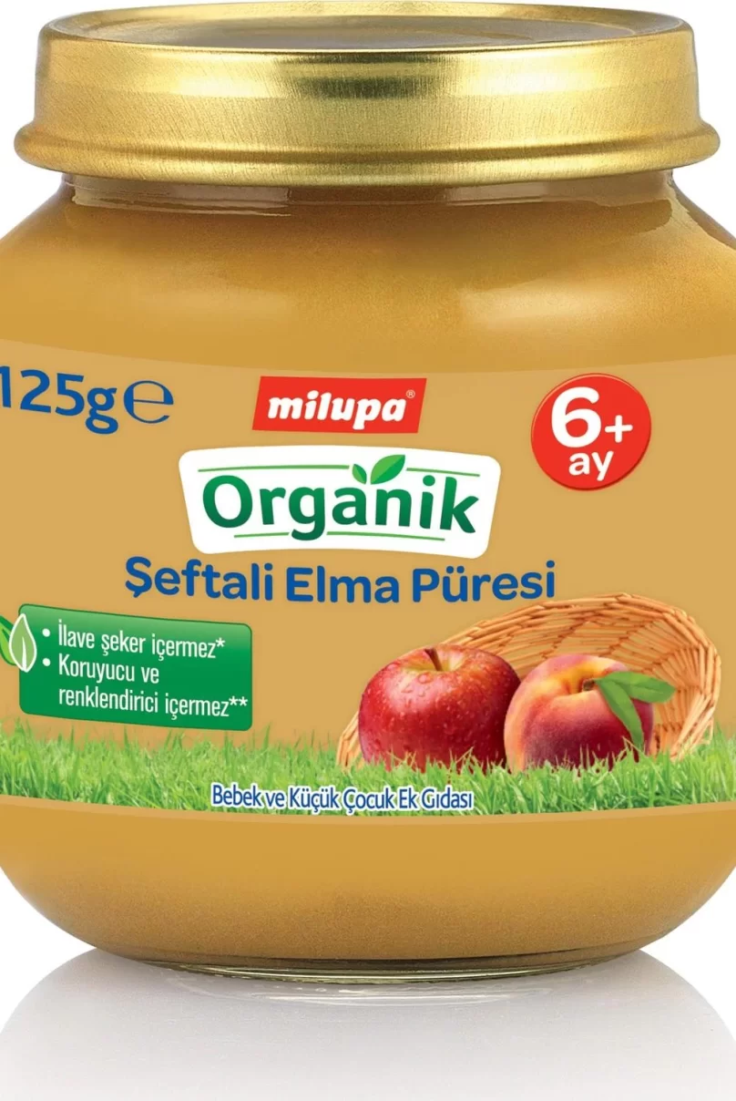 Milupa Organik Şeftali Elma Püreli Kavanoz Maması 125 Gr