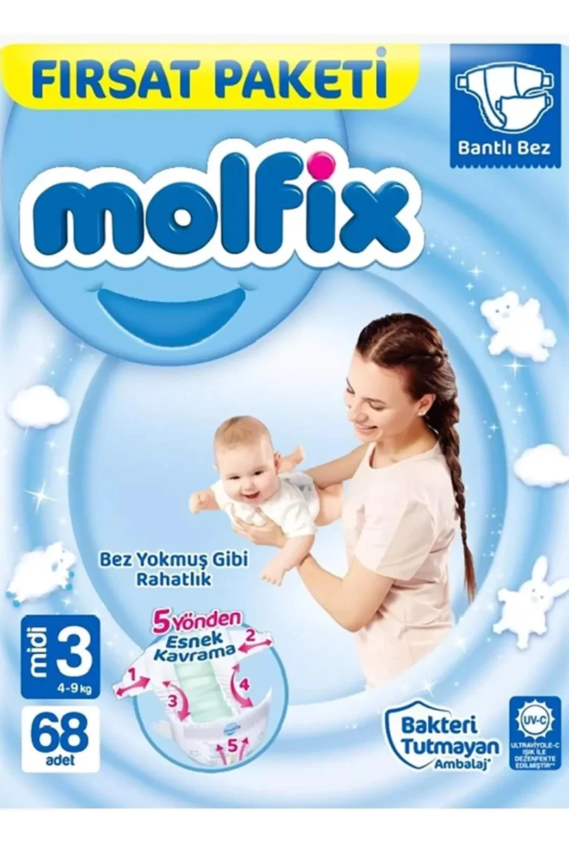 Molfix Bebek Bezi Fırsat Paketi 3 Beden 4-9 Kg 68 Adet