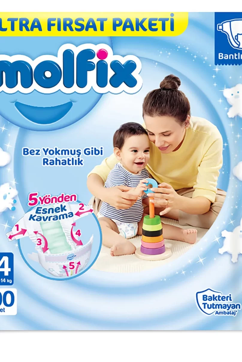 Molfix Bebek Bezi Ultra Fırsat Paketi 4 Beden 7-14 Kg 100 Adet