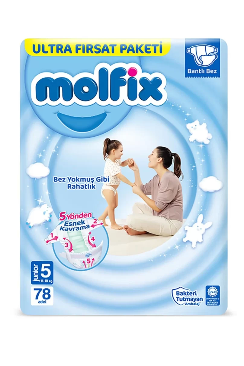 Molfix Bebek Bezi Ultra Fırsat Paketi 5 Beden 11-18 Kg 78 Adet