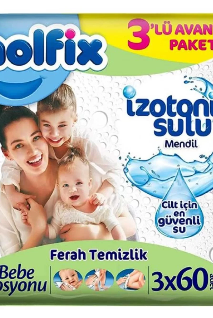 Molfix İzotonik Sulu Ferah Temizlik Islak Havlu Mendil 3Lü 180 Yaprak