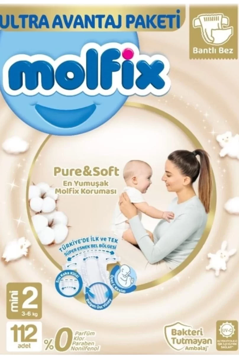 Molfix Pure&Soft Bebek Bezi Ultra Avantaj Paketi 2 Beden 3-6 Kg 112 Adet