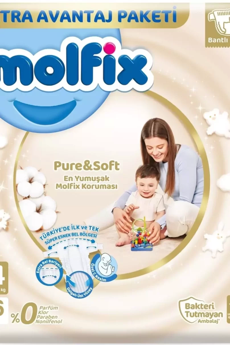 Molfix Pure&Soft Bebek Bezi Ultra Avantaj Paketi 4 Beden 7-14 Kg 86 Adet