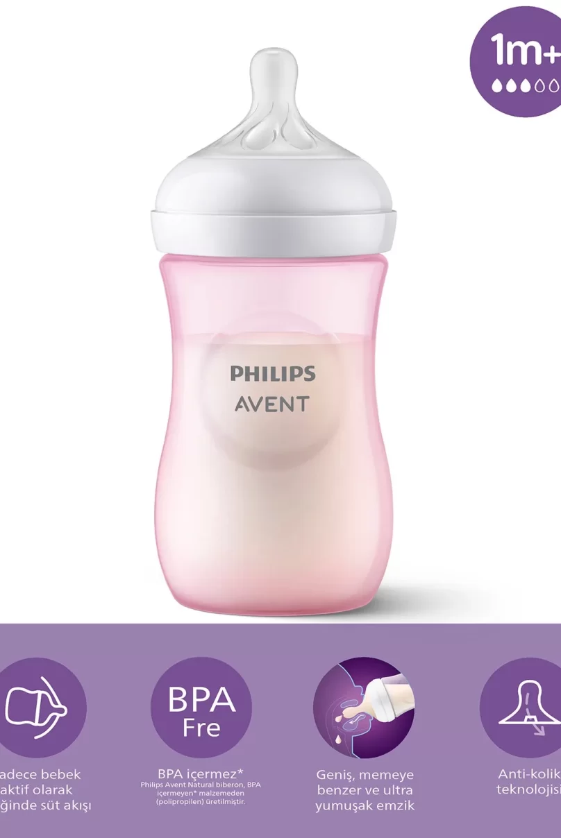 Philips Avent Doğal Tepkili Natural Response PP Biberon 260ml 1+ Ay Pembe