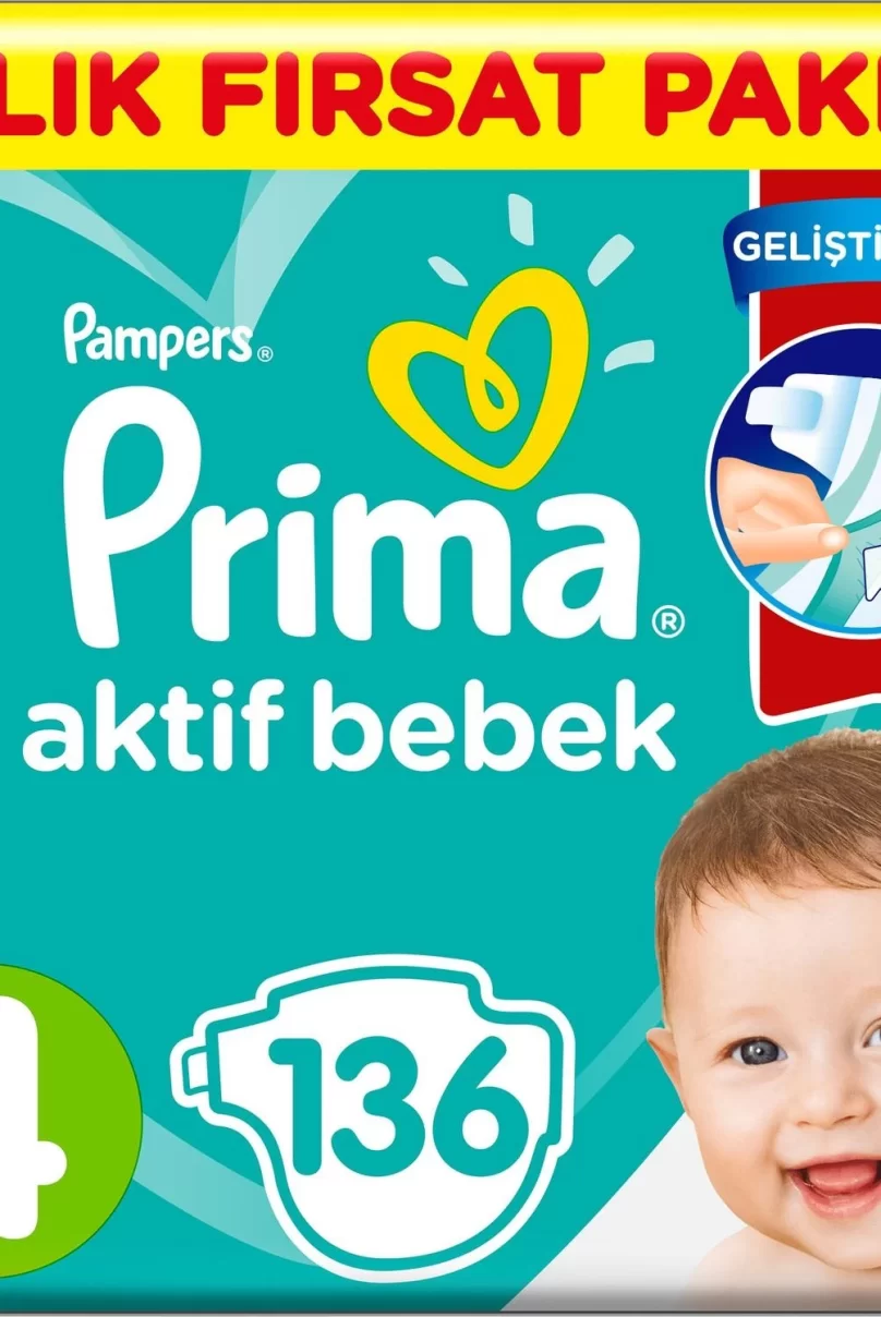 Prima Bebek Bezi Aktif Bebek 4 Beden Aylık Fırsat Paketi 136 Adet