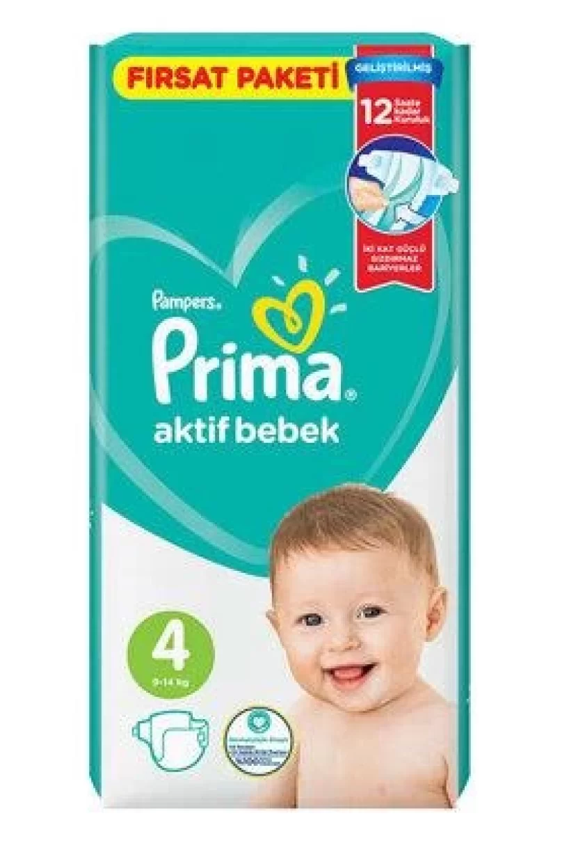 Prima Bebek Bezi Aktif Bebek Fırsat Paket 4 Beden 54 Adet