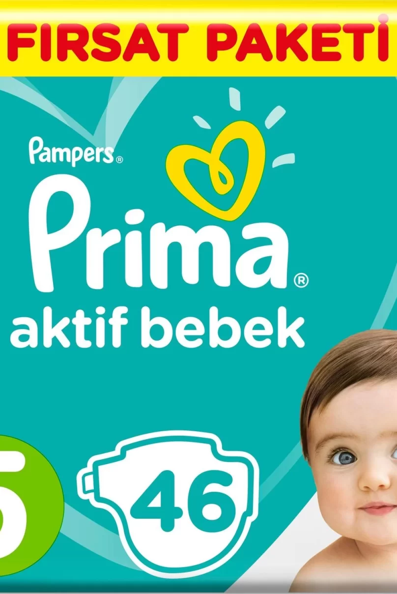 Prima Bebek Bezi Aktif Bebek Fırsat Paket 5 Beden 46 Adet