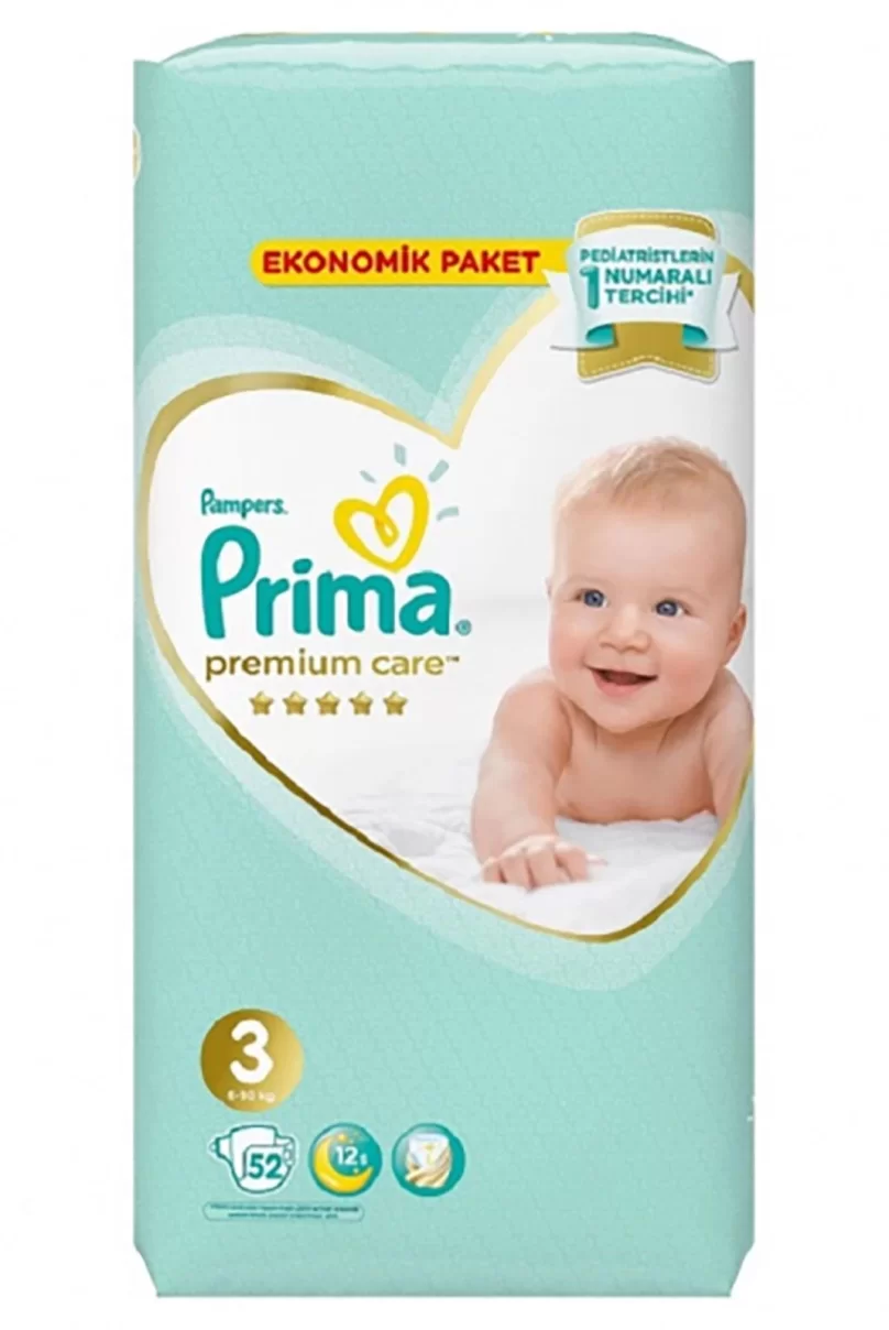 Prima Premium Care Bebek Bezi Ekonomik Paket 3 Beden 52 Adet