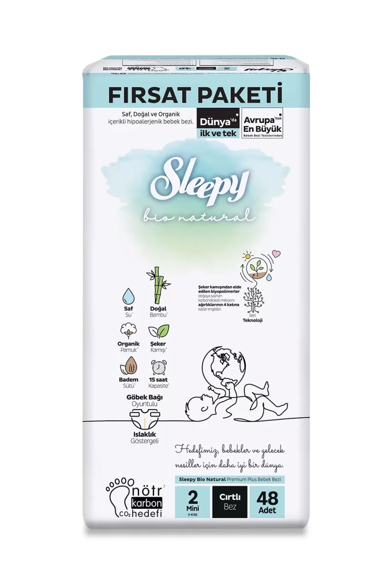 Sleepy Bio Natural Bebek Bezi Fırsat Paketi 2 Beden 48 Adet