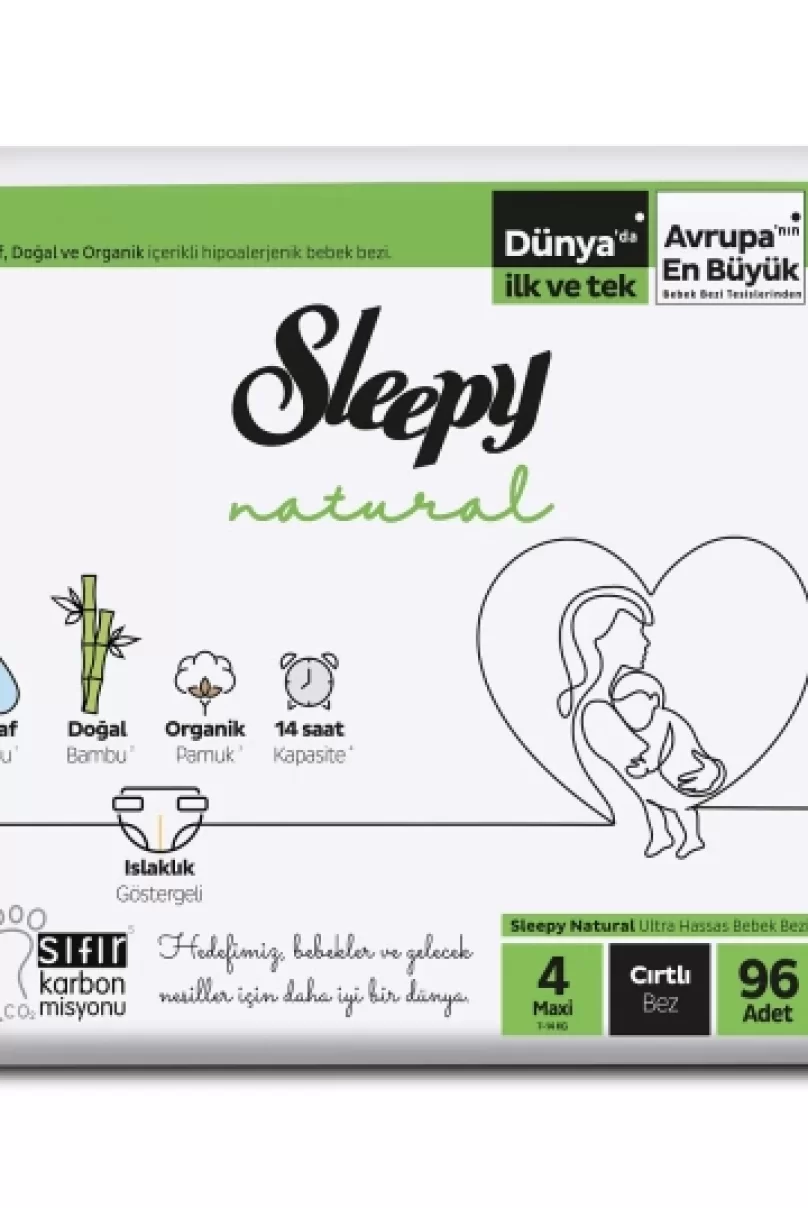 Sleepy Natural Bebek Bezi 4Lü Jumbo 4 Beden 7-14 Kg 96 Adet