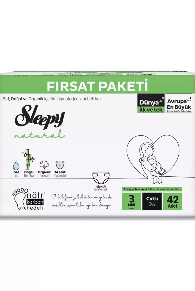 Sleepy Natural Bebek Bezi Fırsat Paketi 3 Beden 42 Adet