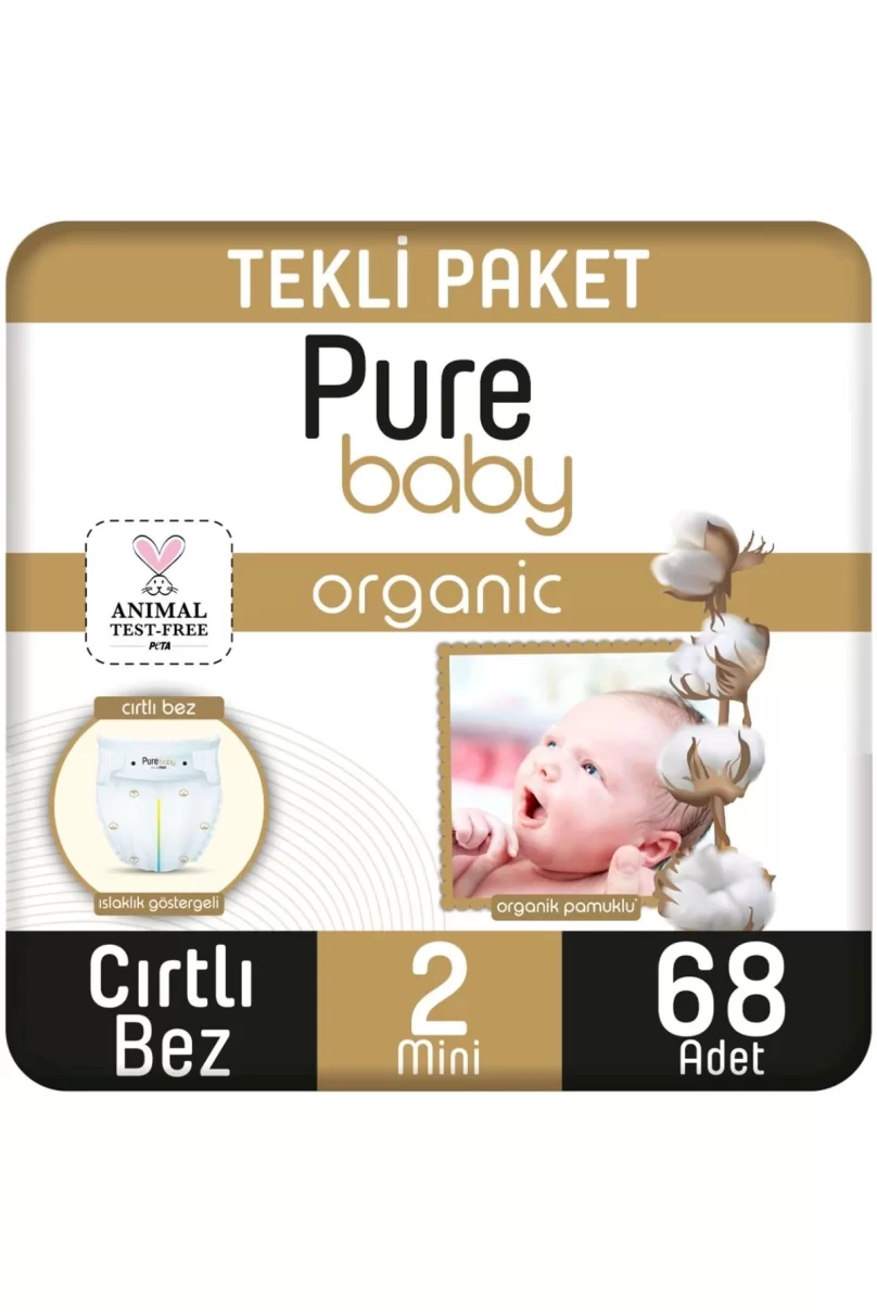 Sleepy Pure Baby Organik Bebek Bezi 2li Jumbo 2 Beden 3-6 Kg 68 Adet