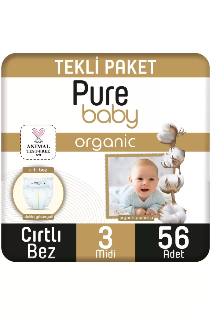 Sleepy Pure Baby Organik Bebek Bezi 2li Jumbo 3 Beden 4-10 Kg 56 Adet