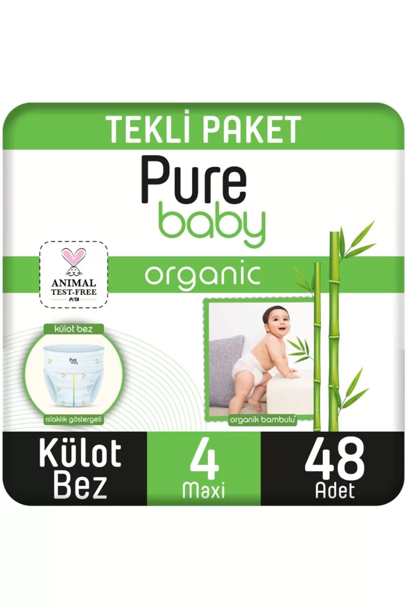 Sleepy Pure Baby Organik Külot Bez 2Li Jumbo 4 Beden 7-16 Kg 48 Adet