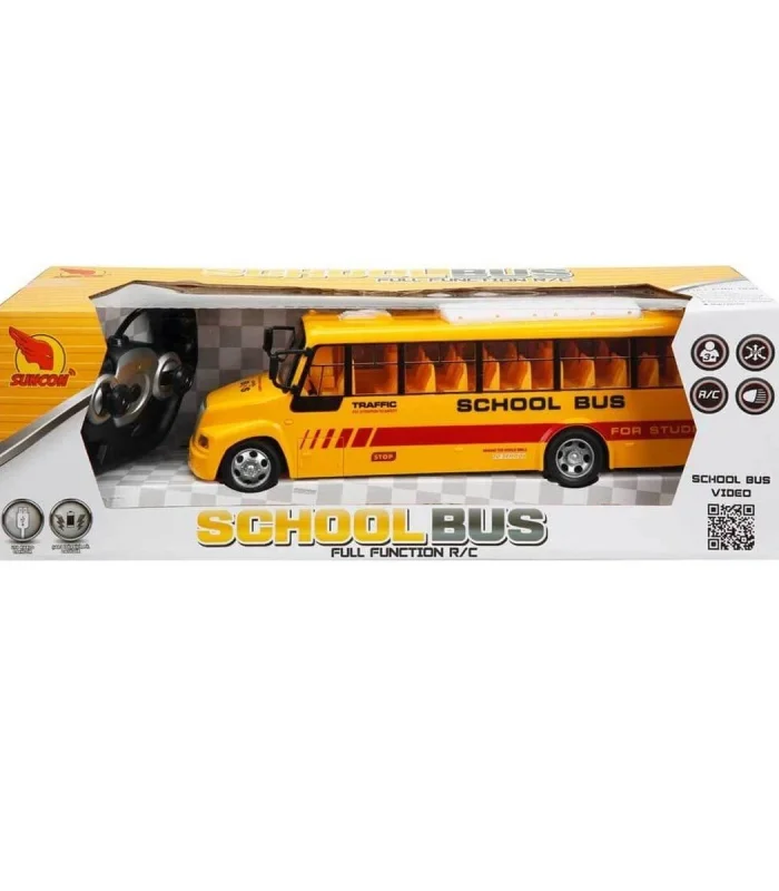 01989 Uzaktan Kumandalı Işıklı Okul Otobüsü 32,5 cm.
