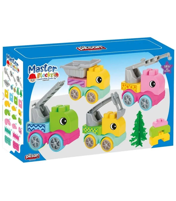 03 607 MASTER BLOKLAR İNŞAAT KAMYONLARI SETİ