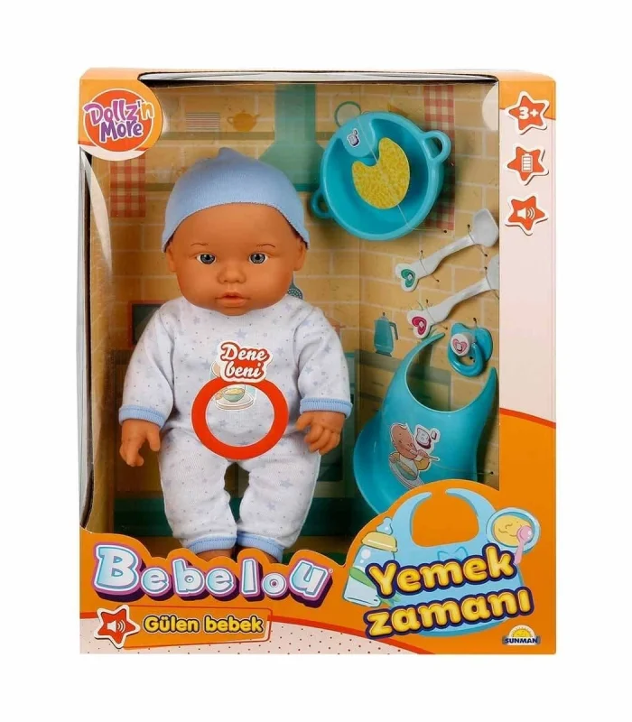 030021 Sunman, Bebelou Yemek Zamanı Sesli Bebek Seti 35 cm / +3 yaş