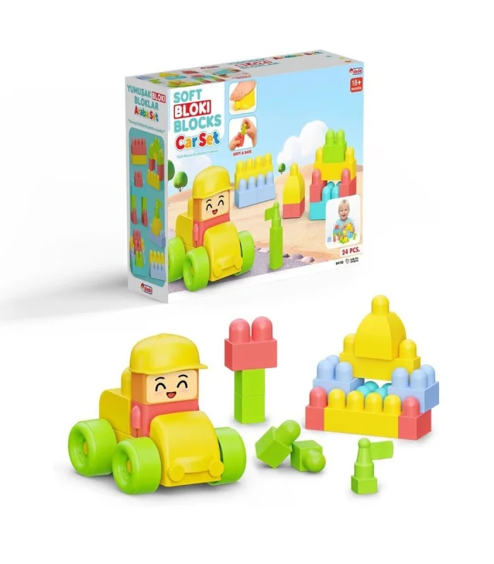 04128 YUMUŞAK BLOKİ BLOKLARI ARABA SET 24 PARÇA