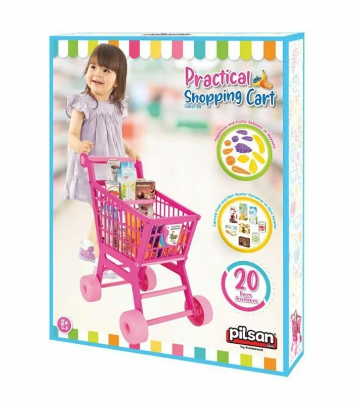 07 608 Pilsan Pratik Pembe Market Arabası (meyve ve sebze)