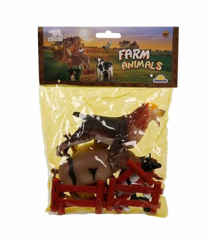 0708 Çiftlik Hayvanları Poşetli Hayvan Oyun Seti Orta Boy- Sunman
