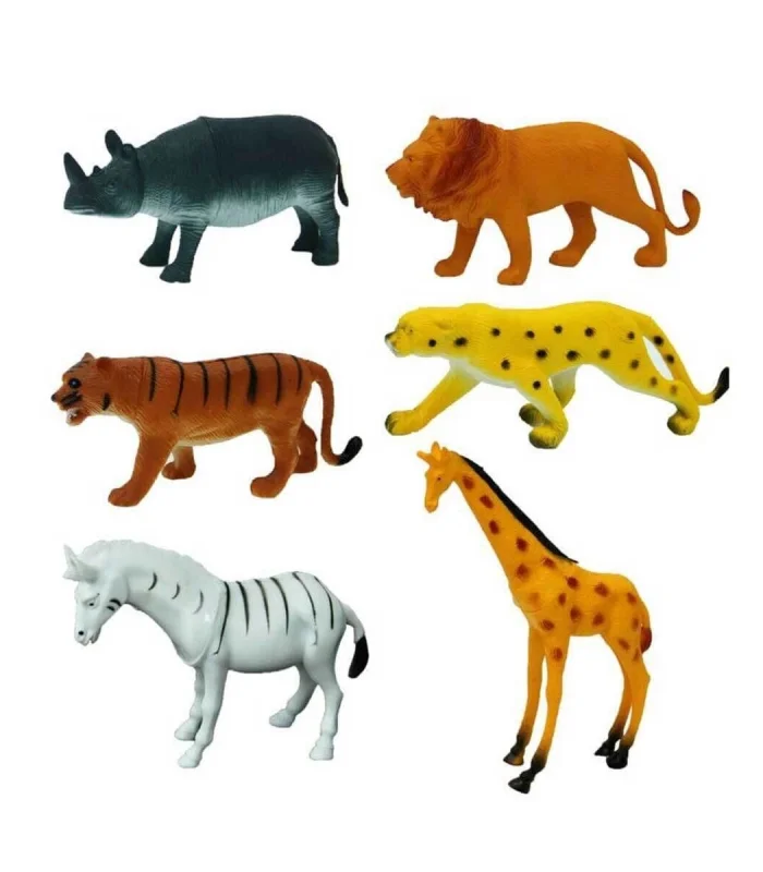 0715 Vahşi Hayvanlar Poşetli 6lı Hayvan Oyun Seti -Sunman