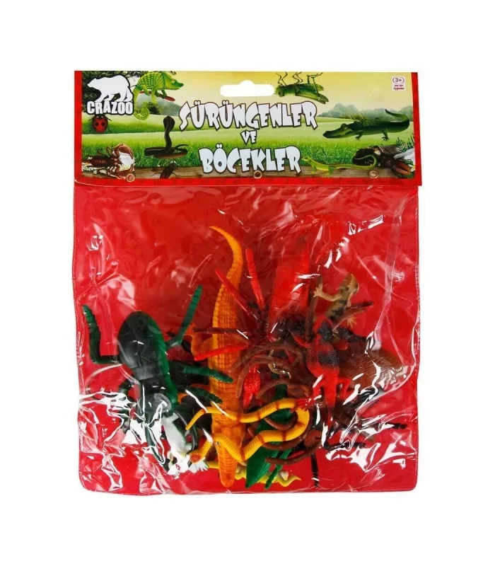 0716 Sürüngenler ve Böcekler Poşetli Hayvan Oyun Seti 13lü