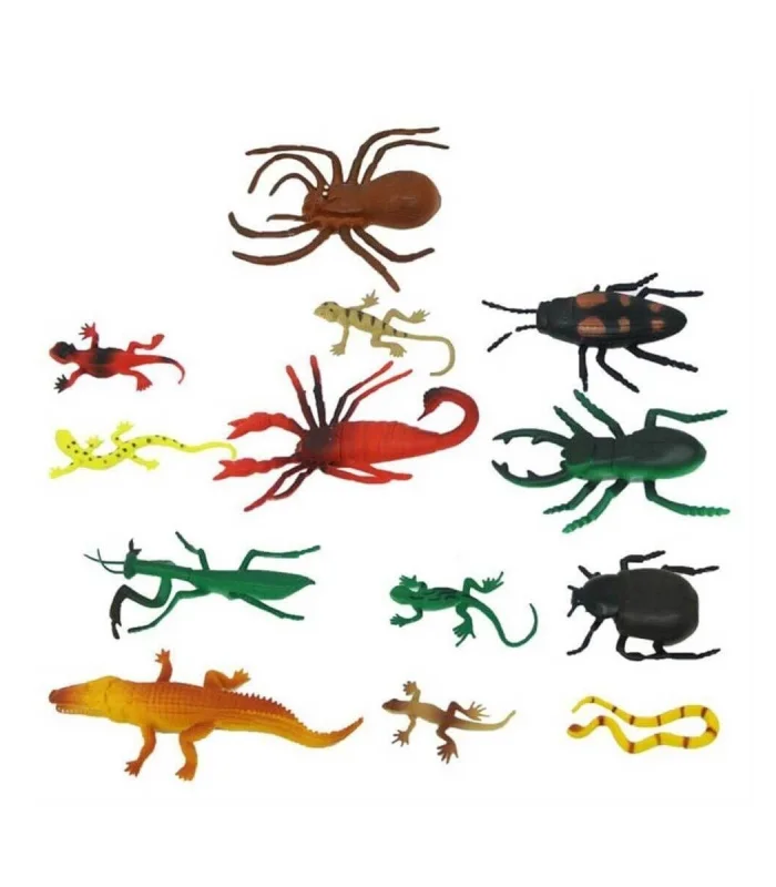 0716 Sürüngenler ve Böcekler Poşetli Hayvan Oyun Seti 13lü