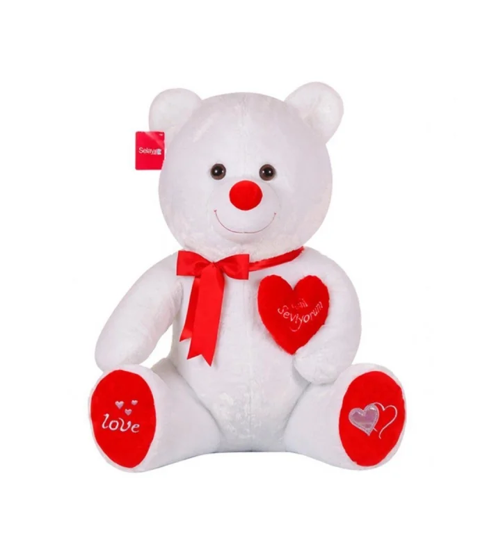 1054B  Tıkıl Ayı 70 cm Beyaz-Selay Oyuncak