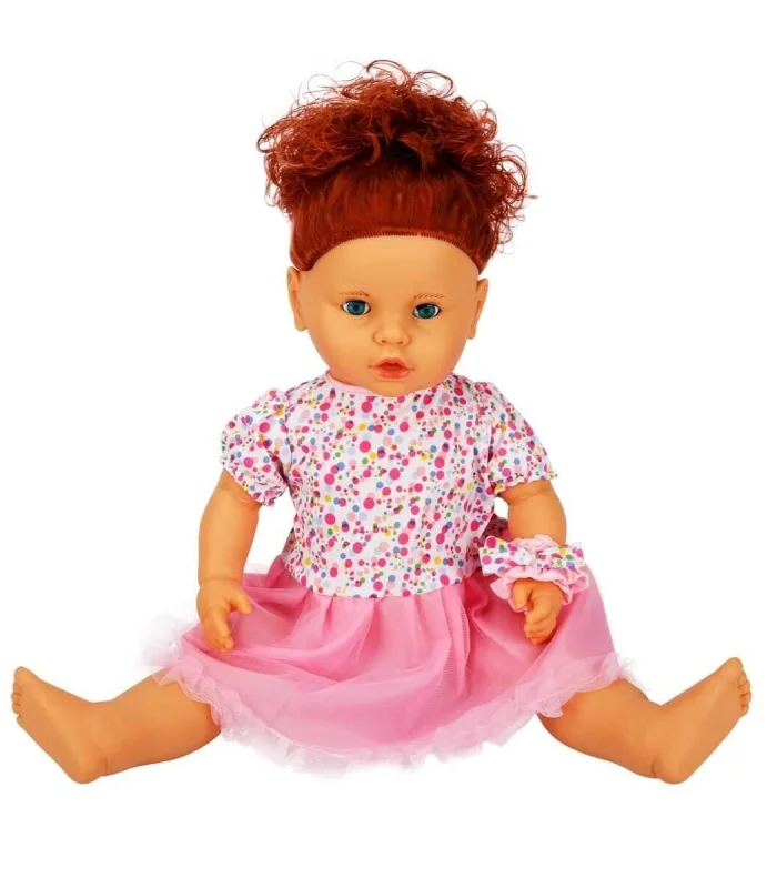 1060011 Lila Sesli Saçlı Et Bebek 60 cm