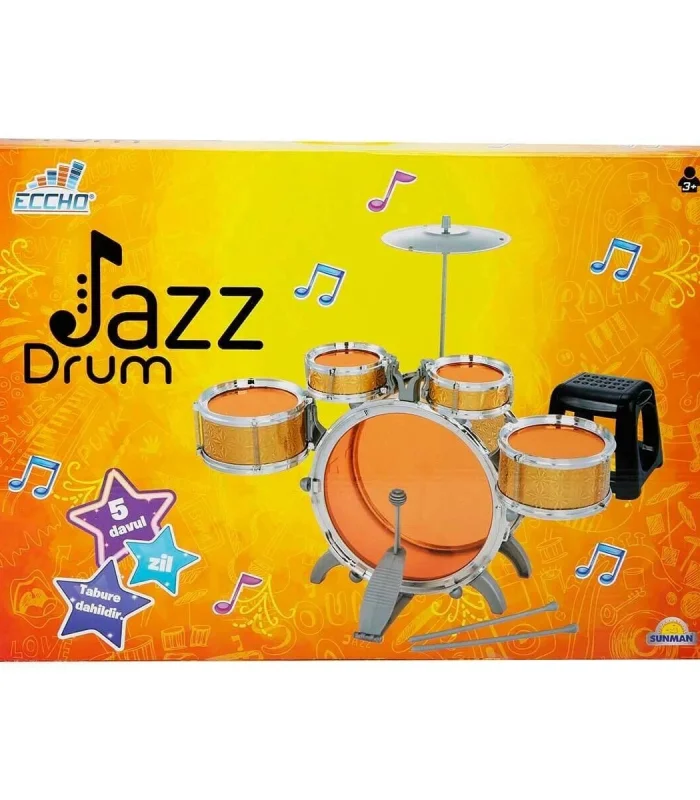 1080080 Sunman Eccho, Davul Set - Jazz Drum / 5 adet Davul, Zil ve Tabure / +3 yaş