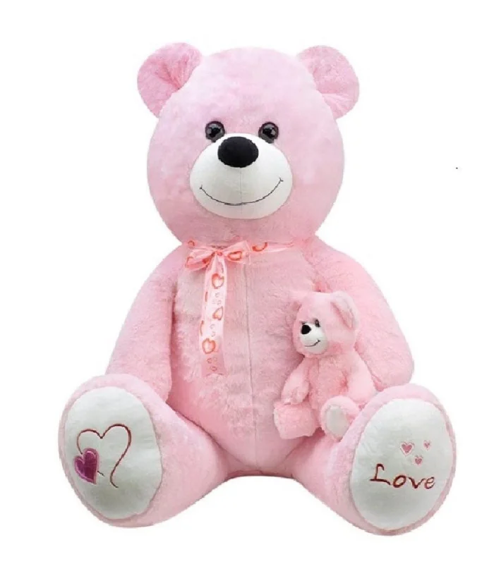 1085P Yavrulu Peluş Ayı Pembe 95 cm