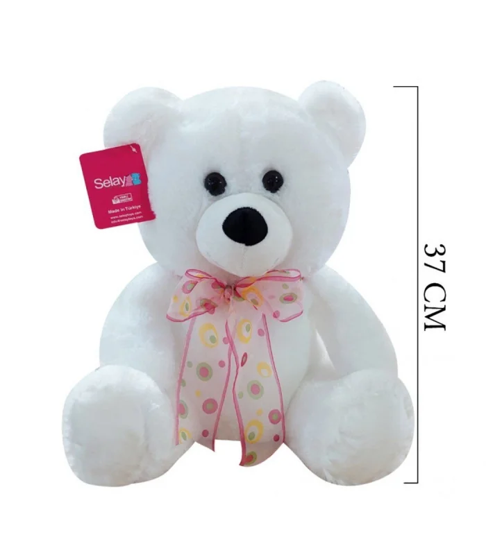 1178B Selay, Oturan Ayı 37 cm Beyaz