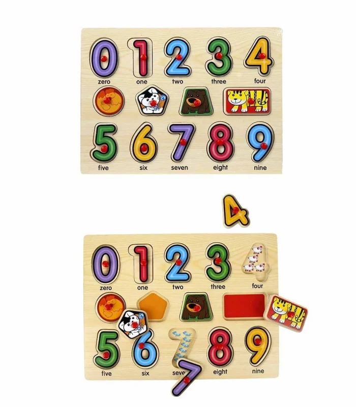 130444 Ahşap Raptiyeli Puzzle Saat