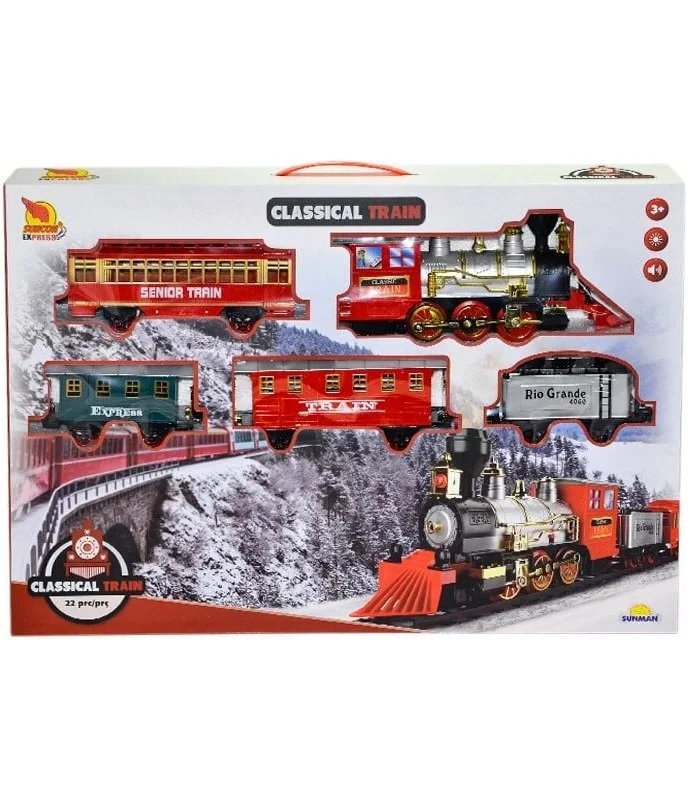 1553 Klasik Tren Seti Sesli ve Işıklı 22 Parça