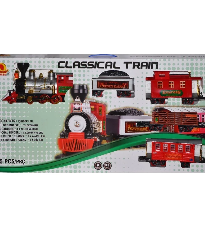 1555 Klasik Tren Seti Sesli ve Işıklı 35 Parça