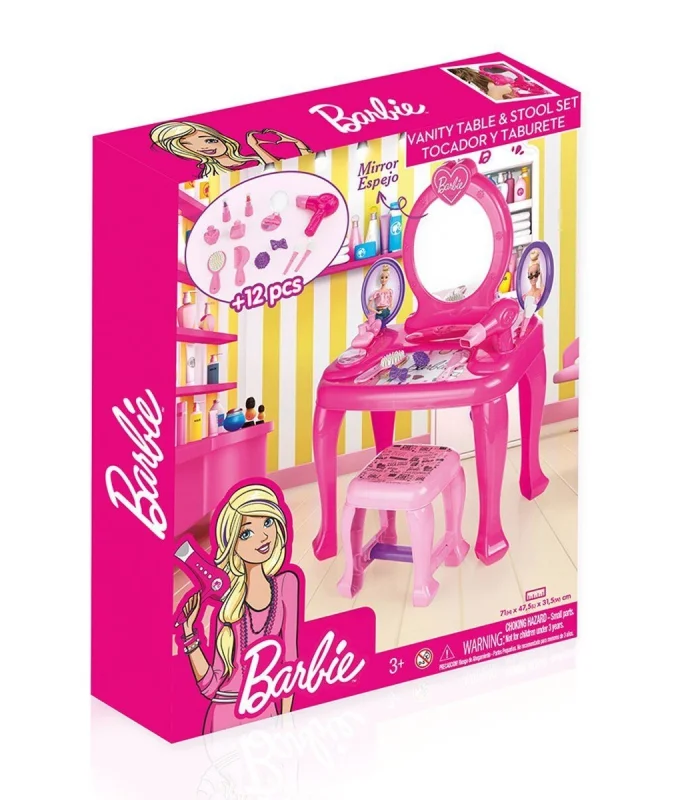 1609 Barbie Ayaklı Makyaj Masası ve Sandalye Seti - Dolu