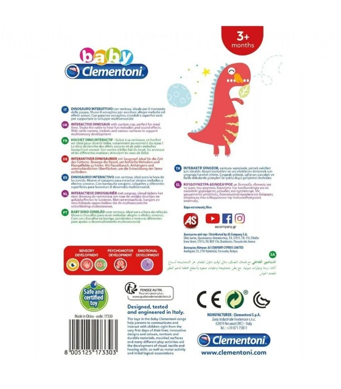 17330 Baby Clementoni - İnteraktif Dinozor Oyuncak +6 ay