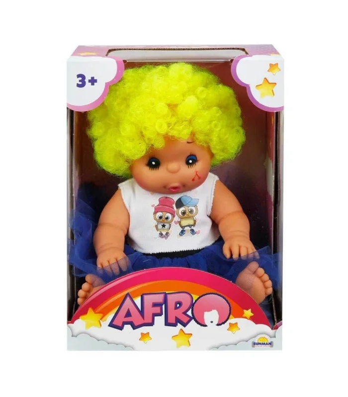20040 Afro Kıvırcık Saçlı Bebek 23 cm -Sunman