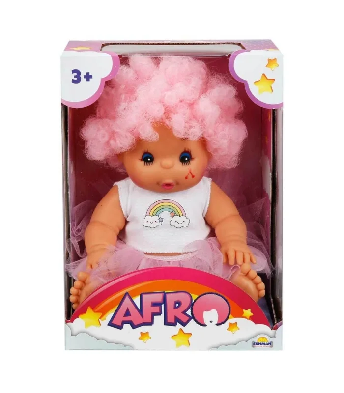 20040 Afro Kıvırcık Saçlı Bebek 23 cm -Sunman