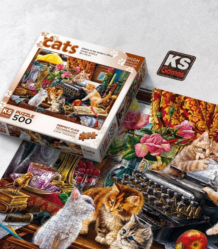 20052 Kittens in the Writer’s Office 500 Parça Puzzle