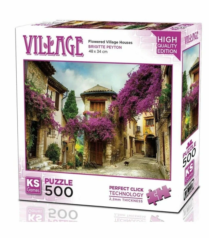 20062Flowered Village Houses 500 Parça Puzzle