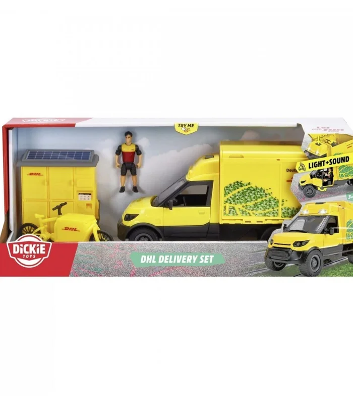 203747020 Dickie DHL Delivery Setfreewheel Delivery vehicle packaging statio