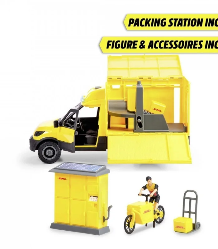 203747020 Dickie DHL Delivery Setfreewheel Delivery vehicle packaging statio
