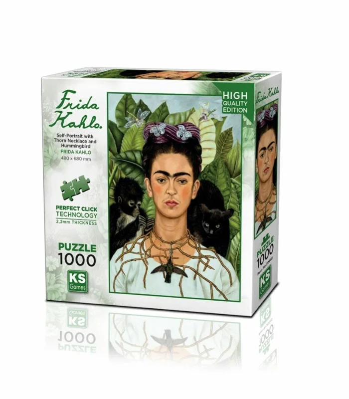 20665 Diken Kolye ve Sinek Kuşlu Kendi Portresi Frida Kahlo 1000 Parça Puzzle